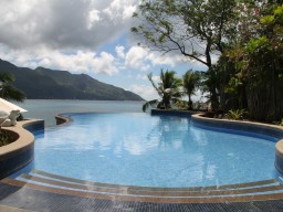 Pool area - The hotel pool provides relaxation with a beautiful view to the Beau Vallon Beach
