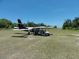 Arrival with airplane - The landing and start on the small airfield, on green meadow, is a special experience.